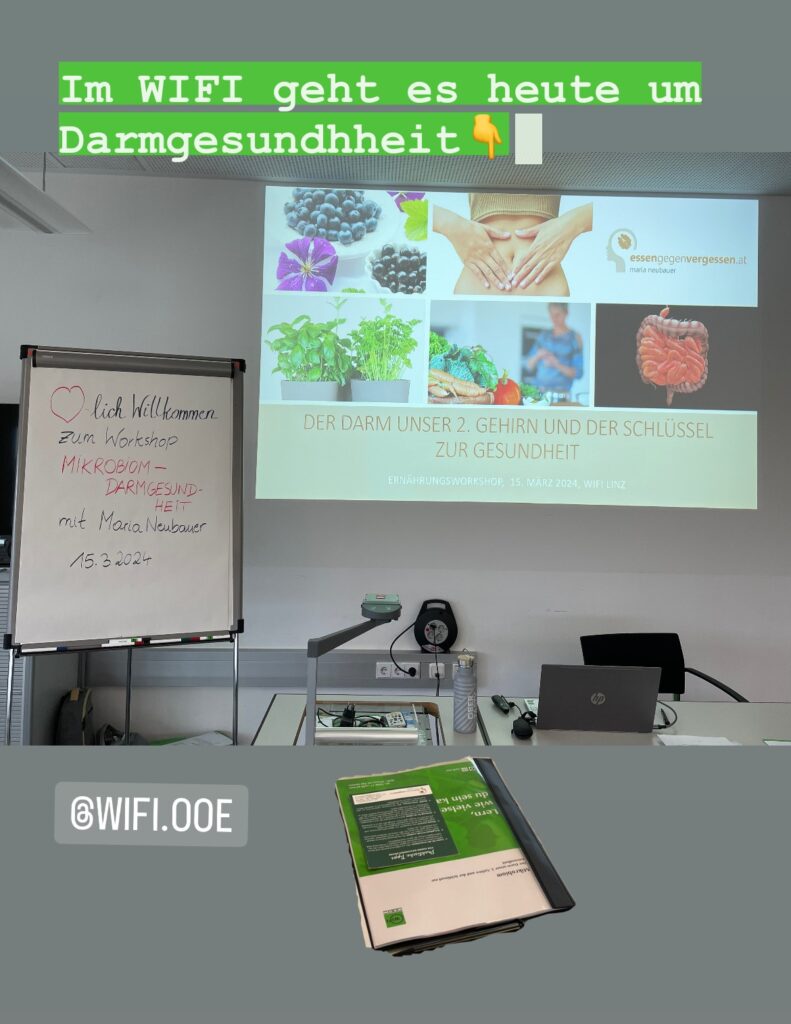 Workshop „Der Darm unser 2. Gehirn und der Schlüssel zur Gesundheit“ im  WIFI, Institut „Sei aktiv“, 15. März 2024